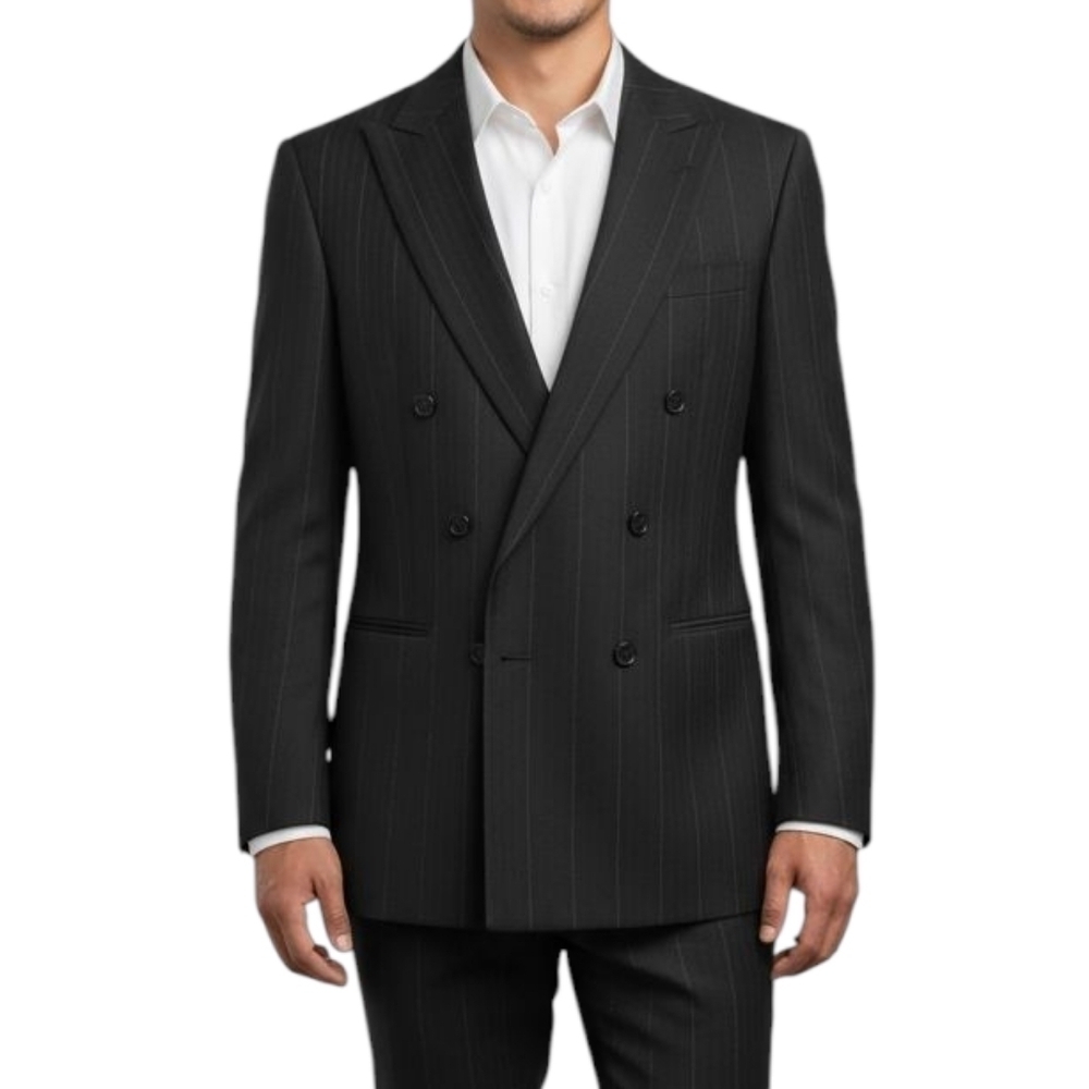 Christian Dior Navy Blue Pinstripe Double Breasted Suit Jacket 42R